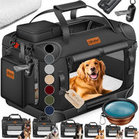 Produktbild von LOVPET Transportbox XXL für Hunde und Katzen Schwarz inkl. Hundenapf und Schultergurt faltbar