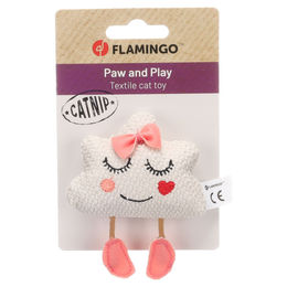 Lovu Katzenspielzeug Flamingo aus Plüsch in Beige und Weiß – Bild 1 von 2