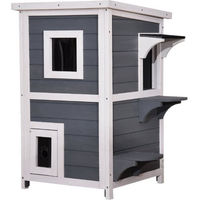 Produktbild von Lovupet Katzenhaus Katzenvilla aus Tannenholz mit 2 Etagen wetterfest für Indoor und Outdoor
