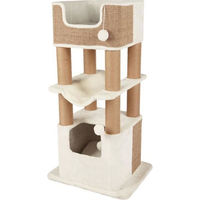 Produktbild von LuCano Kratzbaum für Katzen in Weiß/Taupe mit 110 cm Höhe und Hängematte