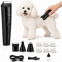 Produktbild von Luckice Hundeschermaschine Haartrimmer mit Keramik-Edelstahl-Klingen und Zubehör, geräuscharm 35 dB, Schwarz