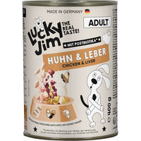Produktbild von Lucky Jim Hundefutter Adult Huhn & Leber Sparpaket mit hohem Fleischanteil ohne Zucker 24 x 400 g