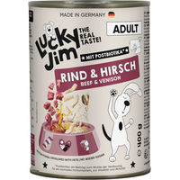 Produktbild von Lucky Jim Hundefutter Adult Rind und Hirsch mit hohem Fleischanteil ohne Zucker 24 x 400 g