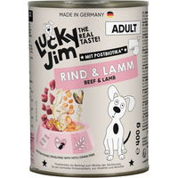 Produktbild von Lucky Jim Hundefutter Adult Rind und Lamm mit hohem Fleischanteil ohne Zucker 24 x 400 g