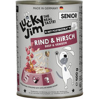 Produktbild von Lucky Jim Hundefutter Senior Rind und Hirsch glutenfrei ohne Zucker 6 x 400 g