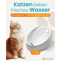 Produktbild von Lucky-Kitty Katzen Trinkbrunnen aus Keramik 1,5L Set mit Pumpe und Filter in Weiß - 1,5 l