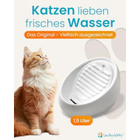 Produktbild von Lucky-Kitty Katzenbrunnen aus Keramik in Weiß mit 1,5 Liter Fassungsvermögen für alle Altersstufen