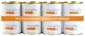Produktbild von Lucky-Kitty Katzenfutter Probeset Premium-Qualität Getreidefrei mit hohem Fleischanteil 8 x 200g