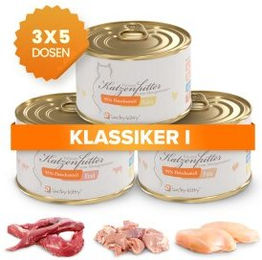 Produktbild von Lucky-Kitty Katzenfutter Sparpaket mit Huhn Pute und Rind Monoprotein Getreidefrei Zuckerfrei Sensitive 3000g