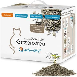 Lucky-Kitty Katzenstreu Natur pur Sensitiv unparfümiertes Pflanzenstreu 4x6 kg – Bild 1 von 3