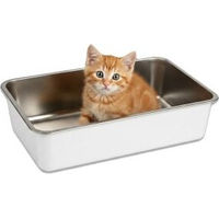 Produktbild von Lucky-Kitty Katzentoilette für Kitten offene Schale aus Edelstahl in Weiss mattiert