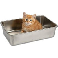 Produktbild von Lucky-Kitty Katzentoilette für Kitten offene Schale aus Edelstahl Natur mattiert