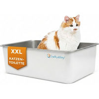 Produktbild von Lucky-Kitty Katzentoilette Haubentoilette aus Edelstahl XXL in Weiß Schwarz Grau Silber