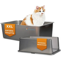 Produktbild von Lucky-Kitty Katzentoilette XXL Haubentoilette aus Edelstahl mit Deckel 60x40x20 cm