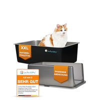 Produktbild von Lucky-Kitty Katzentoilette XXL Haubentoilette aus Edelstahl mit Deckel 60x40x20 cm Schwarz oder Weiß