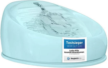 Lucky-Kitty Trinkbrunnen für Katzen aus Keramik mit Pumpe 1,5L Blau - 1,5 l – Bild 1 von 13