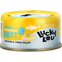 Produktbild von Lucky Lou Extra Food Hühner- und Thunfischfilet in Brühe 70 g