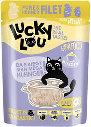 Produktbild von Lucky Lou Extra Food Hühnerfilet in Broth Hundefutter 12x70g