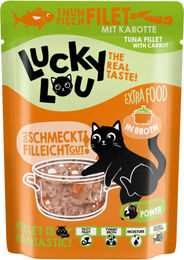 Lucky Lou Extra Food Katzen Nassfutter Thunfisch mit Karotte in Broth 12x70 g – Bild 1 von 5