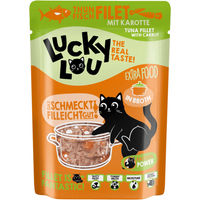 Produktbild von Lucky Lou Extra Food Katzen Nassfutter Thunfisch mit Karotte in Broth 12x70 g