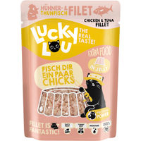 Produktbild von Lucky Lou Extra Food Katzen Nassnahrung Thunfisch und Huhn in Jelly 12x70 g