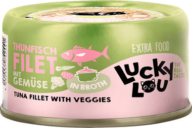 Lucky Lou Extra Food Katzenfutter Thunfisch Gemüse in Sauce getreidefrei und ohne Zucker 70 g – Bild 1 von 4
