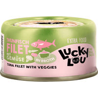 Produktbild von Lucky Lou Extra Food Katzenfutter Thunfisch Gemüse in Sauce getreidefrei und ohne Zucker 70 g