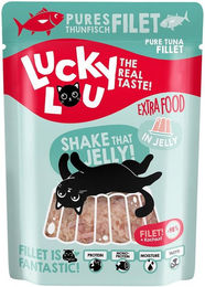 Produktbild von Lucky Lou Extra Food Katzenfutter Thunfischfilet in Jelly 12x70g