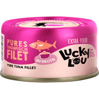 Produktbild von Lucky Lou Extra Food Thunfischfilet in Brühe getreidefrei und glutenfrei 12 x 70 g - 12 x 70 g