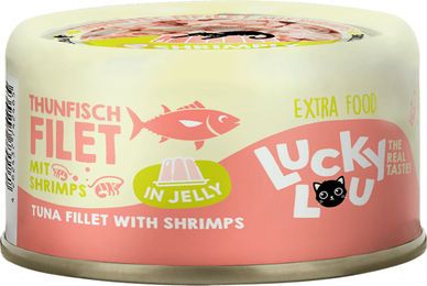 Lucky Lou Extra Food Thunfischfilet mit Shrimps in Jelly 12 x 70 g - 12 x 70 g – Bild 1 von 4