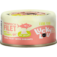 Produktbild von Lucky Lou Extra Food Thunfischfilet mit Shrimps in Jelly 12 x 70 g - 12 x 70 g