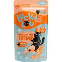 Produktbild von Lucky Lou Getreidefreies Nassfutter für erwachsene Katzen mit Geflügel und Shrimps 16x125g