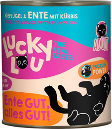 Produktbild von Lucky Lou Hundefutter Adult Geflügel und Ente Stückchen in Sauce getreidefrei glutenfrei 6 x 800 g