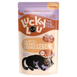 Lucky Lou Katzen Nassfutter Adult Geflügel & Lachs Stückchen in Sauce, 16 x 125 g, getreidefrei und glutenfrei - 16 x 125 g – Bild 1 von 6
