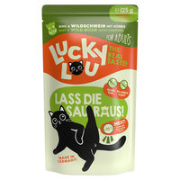 Produktbild von Lucky Lou Katzen Nassfutter Adult Rind & Wildschwein Stückchen in Sauce 16 x 125 g getreidefrei glutenfrei ohne Zucker - 16 x 125 g