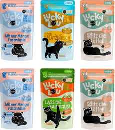 Lucky Lou Katzen Nassfutter Adult Wild-Mix Stückchen in Sauce getreidefrei ohne Zucker 6 x 125 g - 6 x 125 g – Bild 1 von 9