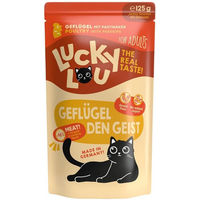 Produktbild von Lucky Lou Katzen Nassfutter Geflügel und Ente Stückchen in Sauce Adult Getreidefrei und Weizenfrei 16er-Pack 125 g