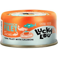 Produktbild von Lucky Lou Katzen Nassfutter Thunfisch und Lachs in Sauce, Getreidefrei und Glutenfrei, 12 x 70 g