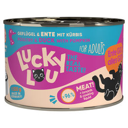 Lucky Lou Katzenfutter Adult Geflügel & Ente Stückchen in Sauce, 6 x 200 g, getreidefrei und glutenfrei - 6 x 200 g – Bild 1 von 7