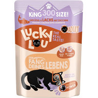 Produktbild von Lucky Lou Katzenfutter Adult Geflügel & Lachs Stückchen in Sauce, getreidefrei und glutenfrei, 300 g
