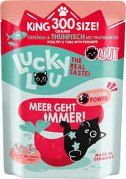 Produktbild von Lucky Lou Katzenfutter Adult Geflügel und Thunfisch Stückchen in Sauce Getreidefrei und Glutenfrei 24 x 300 g - 24 x 300 g