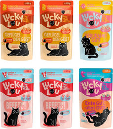 Lucky Lou Katzenfutter Adult Tasty Mix Stückchen in Sauce getreidefrei und ohne Zucker 6 x 125 g - 6 x 125 g – Bild 1 von 13