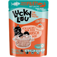 Produktbild von Lucky Lou Katzennassfutter Thunfisch & Lachs in Sauce - 12 x 70 g Beutel - glutenfrei, ohne Zucker und ohne Konservierungsstoffe für alle Altersstufen