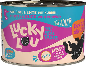 Produktbild von Lucky Lou Lifestage Adult Hundefutter Geflügel und Ente getreidefrei ohne Zucker 6x200g