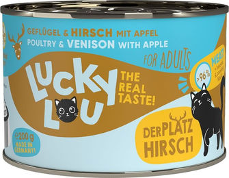 Produktbild von Lucky Lou Lifestage Adult Hundefutter Geflügel und Hirsch getreidefrei ohne Zucker 6x200g