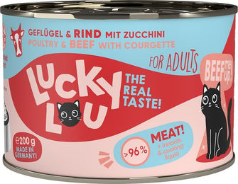 Produktbild von Lucky Lou Lifestage Adult Hundefutter Geflügel und Rind getreidefrei ohne Zucker 6x200g