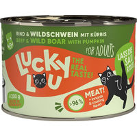 Produktbild von Lucky Lou Lifestage Adult Hundefutter Rind und Wildschwein getreidefrei ohne Zucker 6x200g