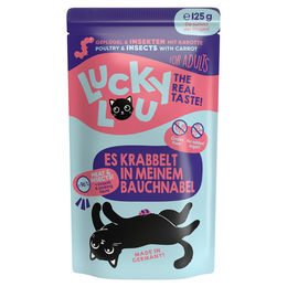 Lucky Lou Lifestage Adult Katzen Nassfutter Geflügel und Insekten Stückchen in Sauce 16 x 125 g getreidefrei und glutenfrei - 16 x 125 g – Bild 1 von 8
