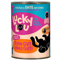 Produktbild von Lucky Lou Lifestage Adult Katzenfutter Geflügel & Ente Stückchen in Sauce getreidefrei und glutenfrei 400 g - 24 x 400 g