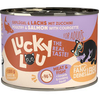 Produktbild von Lucky Lou Lifestage Adult Katzenfutter Geflügel & Lachs getreidefrei ohne Zucker 6x200g - 6 x 200 g